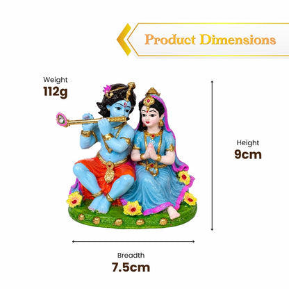 Divine Radha Krishna Car Dashboard Idol | Resin Figurine, 4cm Breadth, 96g Weight