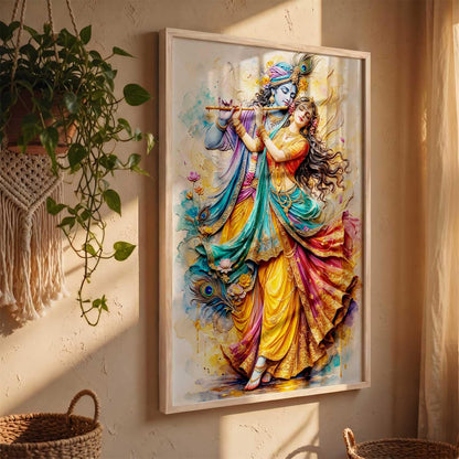 Hindu God Wall Art, 3D Textured Framed Print, Religious Spiritual Painting for Pooja Room, Living Room, Temple, Home Decor – Multiple Deity Designs (design 3, 13X19, Brown)