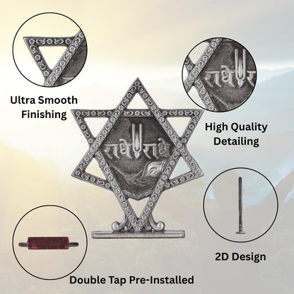 Radhe Radhe Greeting in Star Idol for Car Dashboard – Silver Finish Spiritual Decor for Car, Mandir & Office (S928-SLVR)