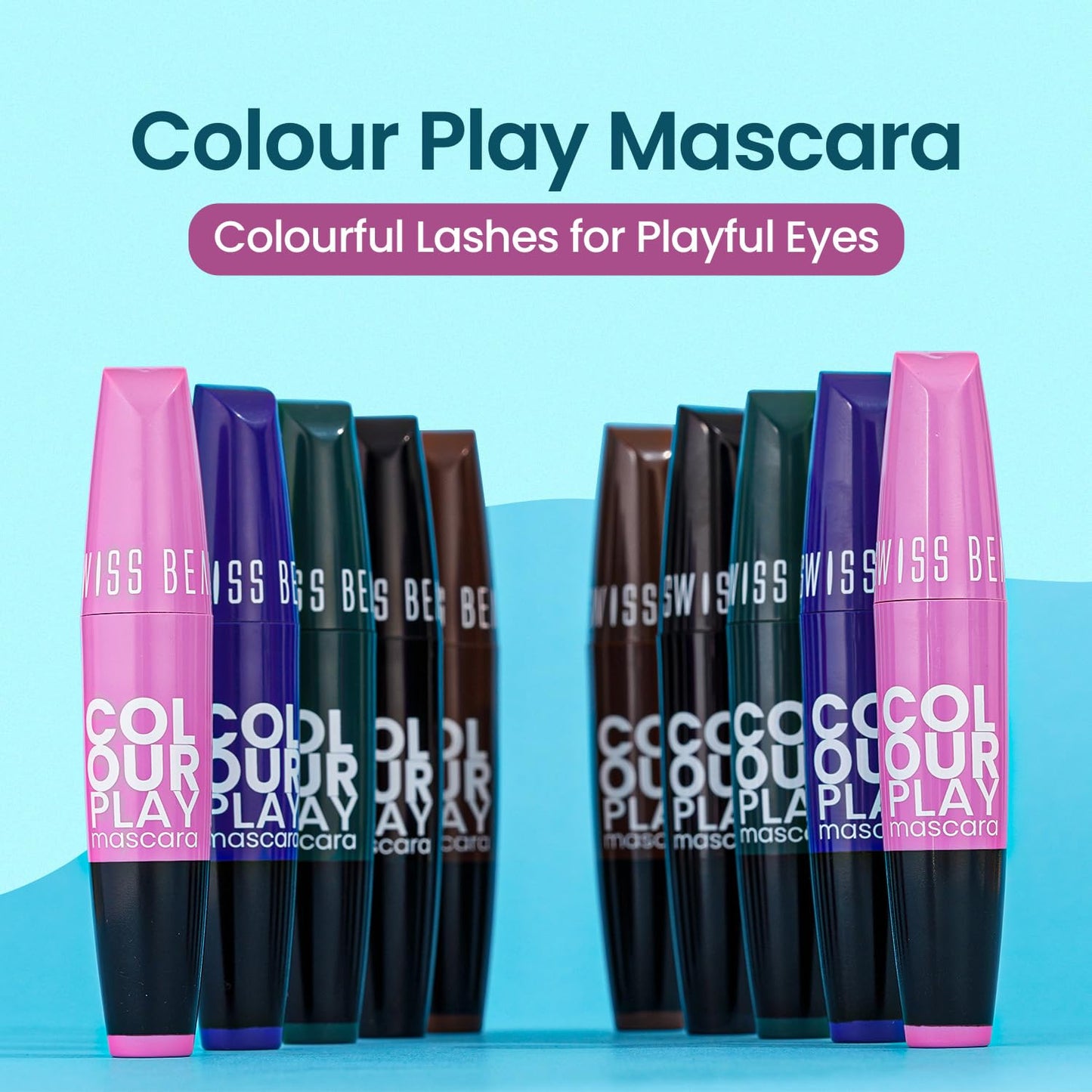Swiss Beauty Waterproof Volumizing Colour Play Mascara | With Jojoba oil and Vitamin B5 | 6ml, Shade- Green