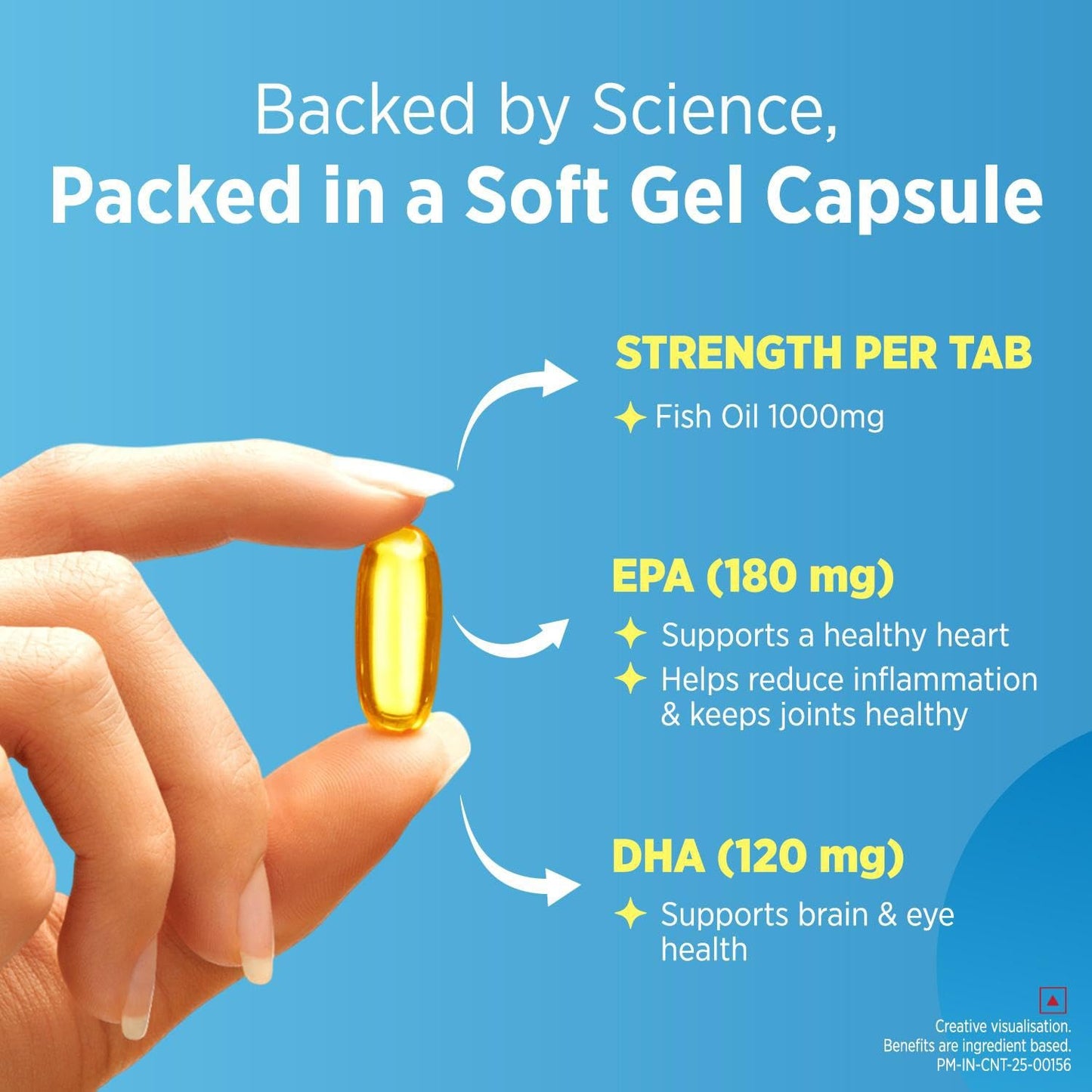 Centrum Omega 3 Fish Oil Capsules 1000mg Supplements | Omega 3 with 180mg EPA, 120mg DHA for Hair and Skin Health, Joint Health, Brain Health | No Fishy Aftertaste - 60 Capsules