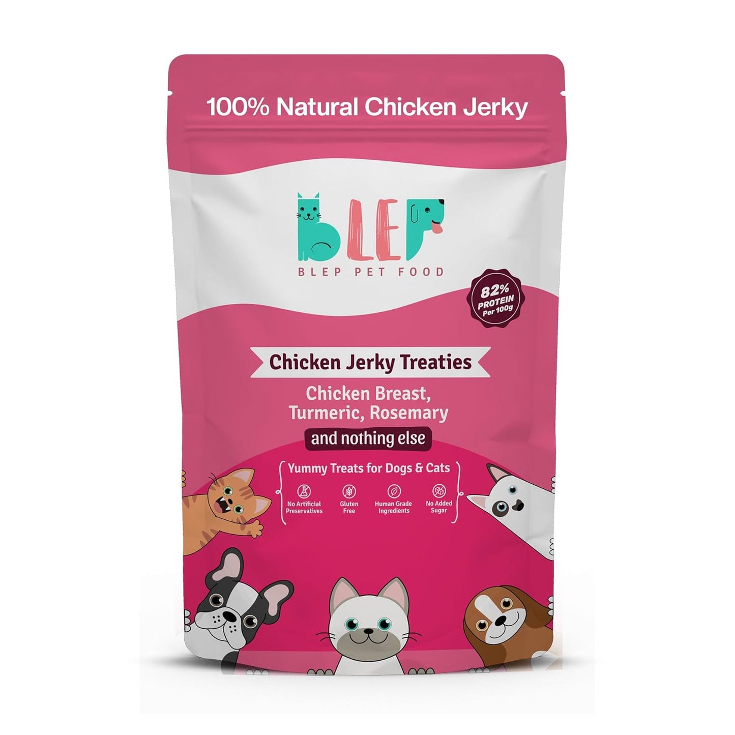 BLEP Chicken Jerky Treats Natural & Healthy Jerky Treat for Dogs & Cats, Dehydrated Chicken Breast, High Protein, HumanGrade, Best & Tasty Food for Fussy Dogs, Omega 3 & 6 Rich, 70g