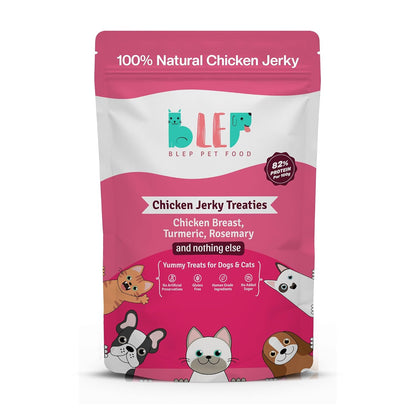 BLEP Chicken Jerky Treats Natural & Healthy Jerky Treat for Dogs & Cats, Dehydrated Chicken Breast, High Protein, HumanGrade, Best & Tasty Food for Fussy Dogs, Omega 3 & 6 Rich, 70g