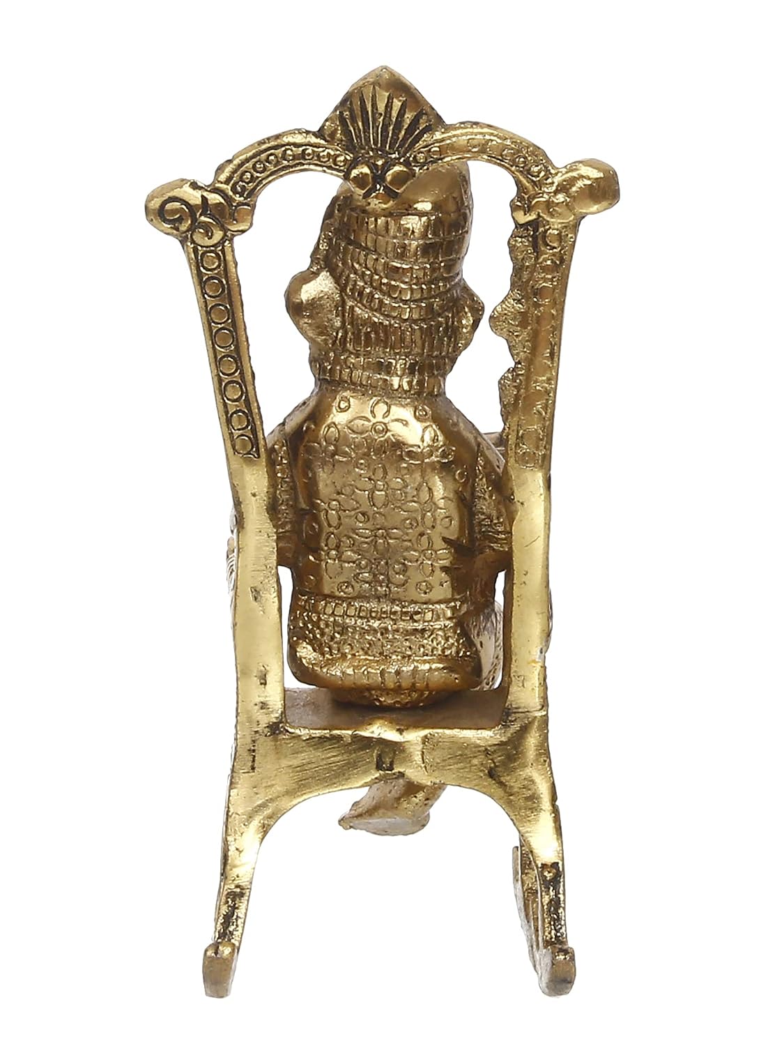Golden Metal Lord Ganesha Idol Reading Book On Rocking Chair - Decorative Hindu God Statue for Home Decor - Gift for Diwali, Housewarming - Ideal for Living Room, Office, Study Areas