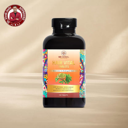 WE HERBAL Hair Vital Tablets 120 Tablets, Ayurvedic Hair Growth Supplement, Helps Reduce Hair Fall Strengthens Roots and Improves Hair Health, Supports Scalp Nutrition and Hair Thickness, Herbal Formula for Men and Women