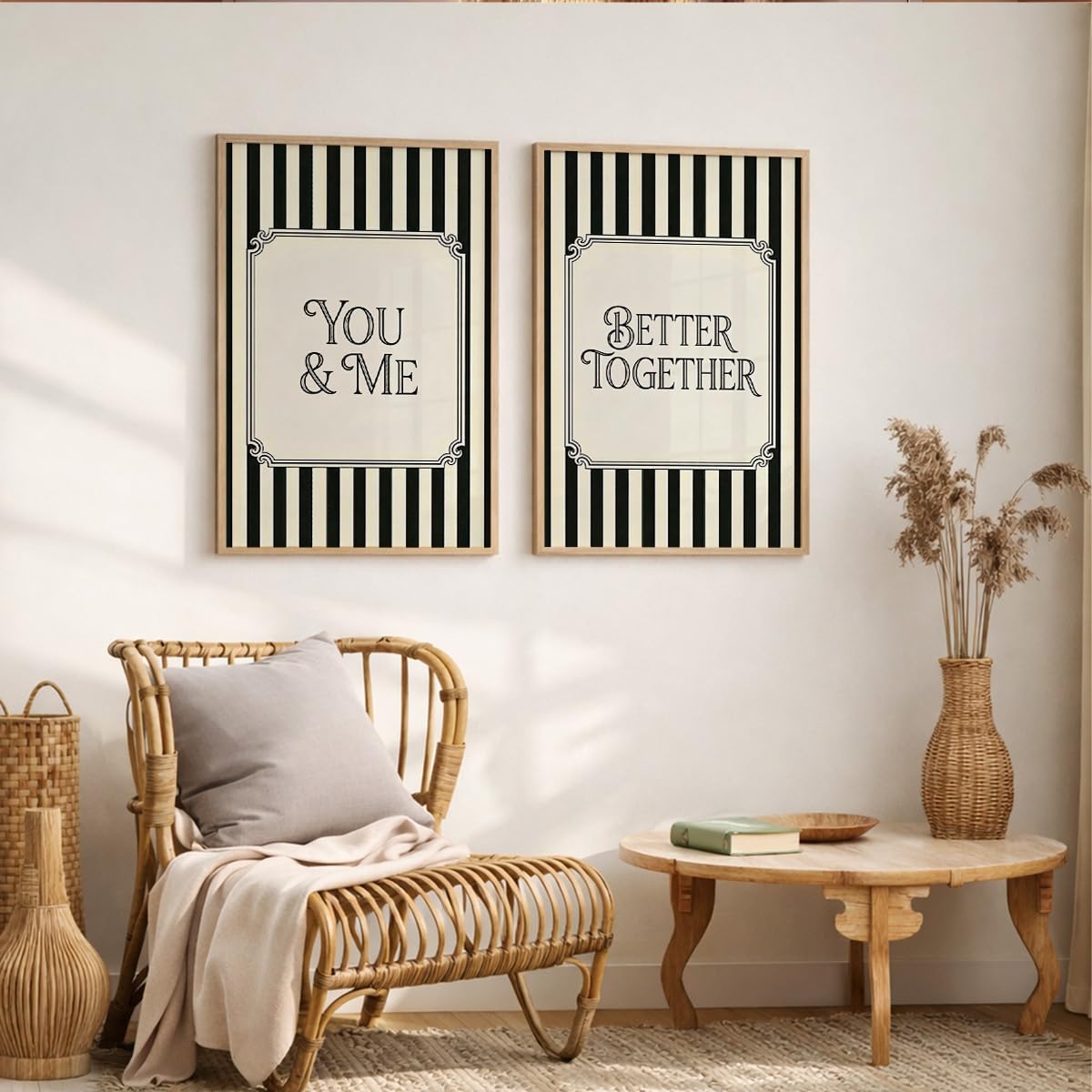 Couple Quote Wall Art Set of 2, Black & White Framed Prints (Art 10, 10x13 Inches)