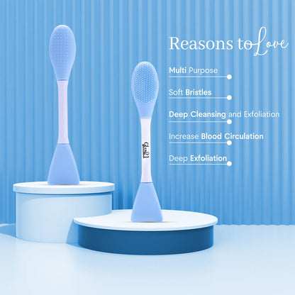 Glam21 Multipurpose Silicone Brush | 2in1 Soft Double-sided Deep Cleansing & Skin Massaging | Micro Scrubber to Face, Nose & Lips for Pore Cleansing, Removing Blackhead