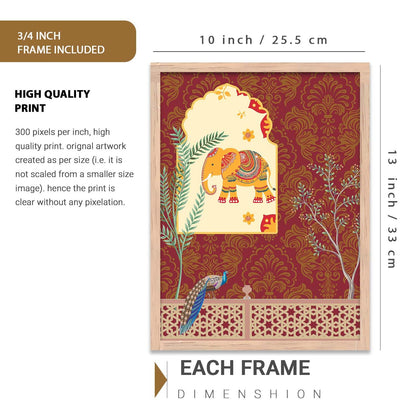 Indian Madhubani & Pichwai Wall Art | Traditional Framed Paintings for Living Room, Bedroom & Office Decor | Set of 6, 10x13 Inch