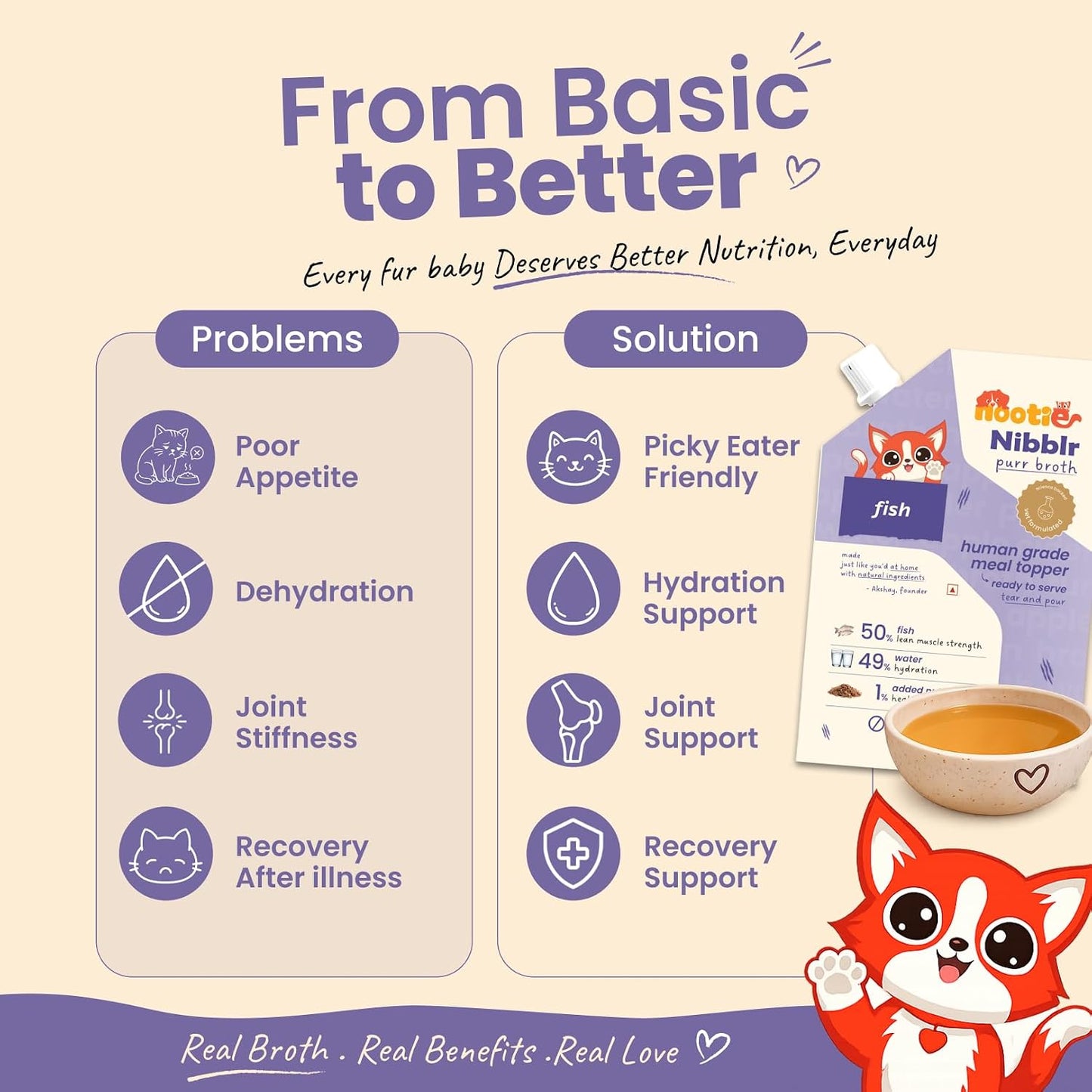 Nootie Nibblr Fish Bone Broth (100ml)- Hydrating Meal Topper for Cat