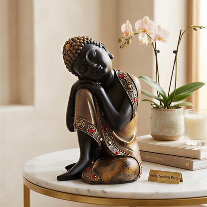 Buddha Idol Statue | Show Pieces for Home Decor Living Room (Black Golden)