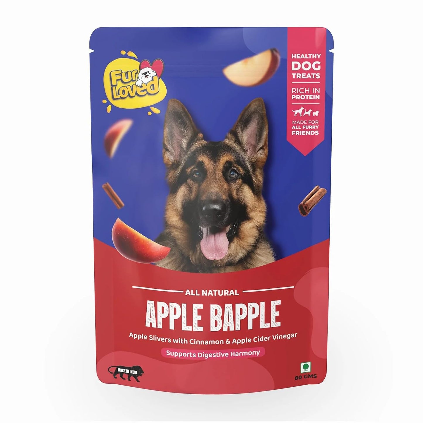Fur Loved Apple Bapple |Dehydrated Apple Dog Treats | Fiber-Rich & Delicious (30 GM)|Pack_1|