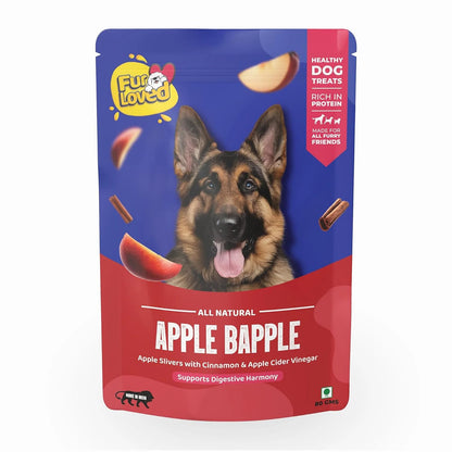 Fur Loved Apple Bapple |Dehydrated Apple Dog Treats | Fiber-Rich & Delicious (30 GM)|Pack_1|