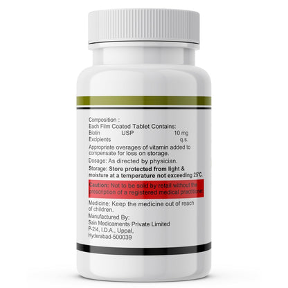 INLIFE Biotin 10000mcg Tablets Vitamin B7 for Hair Skin and Nails | Men and Women - 60 Tablets