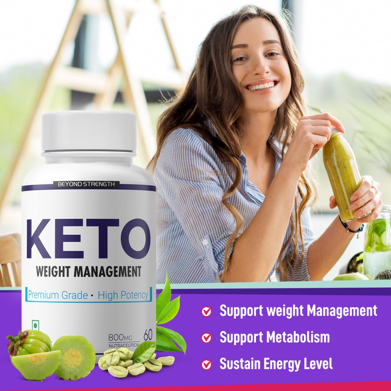 Herbal Max Keto Advanced Weight Management – 800mg | 60 Capsules | With Green Tea, Garcinia Cambogia & Green Coffee Extract | Supports Fat Burn & Metabolism | For Men & Women