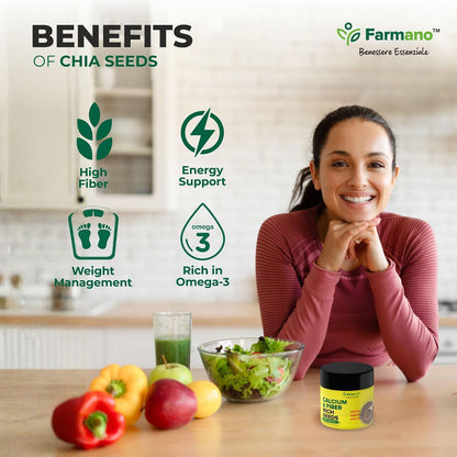 Farmano Raw Chia Seeds | High Fiber Superfood | Premium Quality | 200g
