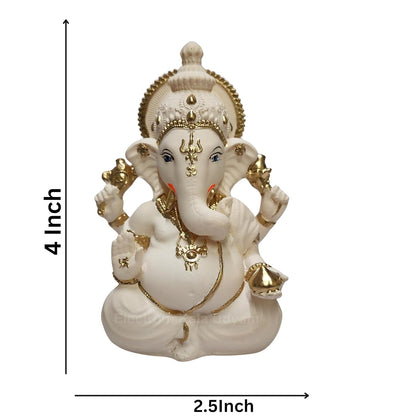 Peach Ivory Terracotta Vinayagar Ganesha Idol Perfect for Car Dashboard, Office Desk, Home Decor, and Gifting | (PEACHTERRVINAYAGAR 4")