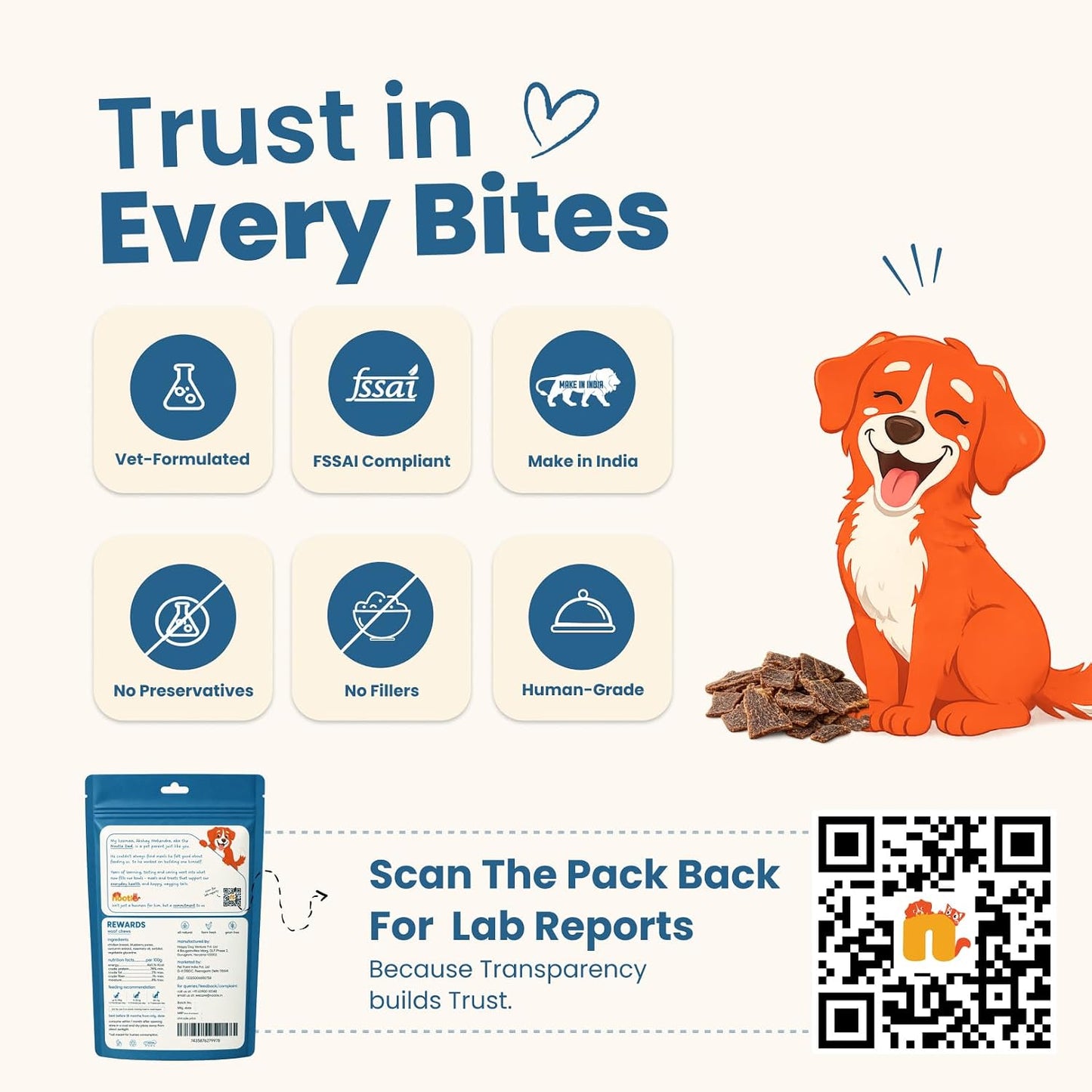 Nootie Happy Chews – Dehydrated Chicken Jerky Blueberry Dog Treats (50g) | All-Natural, Grain-Free Protein Snack