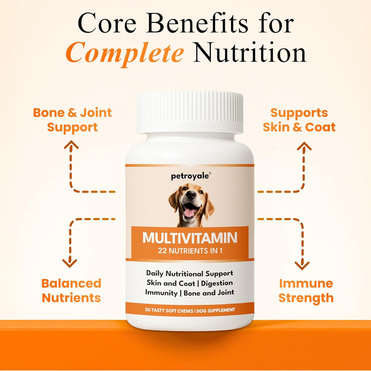 Petroyale Multivitamin Chews for Dogs - Dog Multivitamin Tablets - Dog Health Supplement - Daily Supplements for Dogs - for Growth, Stamina, Strength, Fur & Immunity - 50 Soft Chews