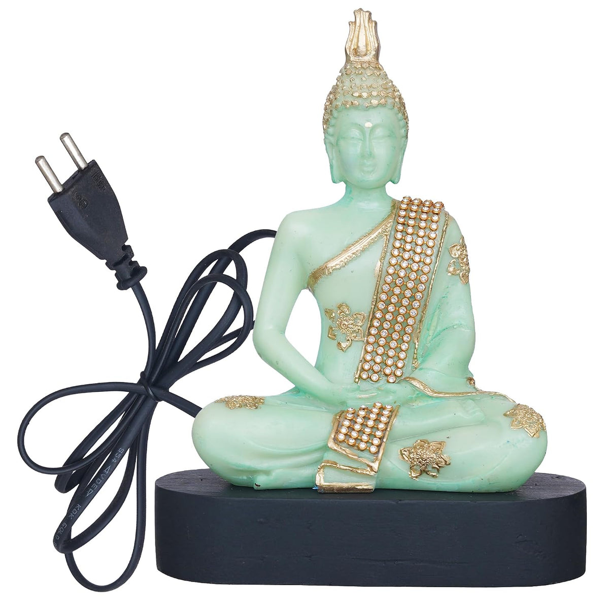 Green and Golden Resin Handcrafted Meditating Lord Buddha Statue | Serene Home Decor for Living Rooms, Meditation Spaces, and Offices | Spiritual Gift for Diwali, Housewarming