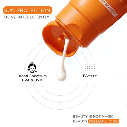 SKINQ Sun Protect Ultra Light Gel Sunscreen SPF 50+ PA++++ with Vitamin C | In-Vivo Tested | Zero White Cast | Lightweight, Non-Greasy | For Dry & Sensitive Skin | Dermat Formulated | 45ml