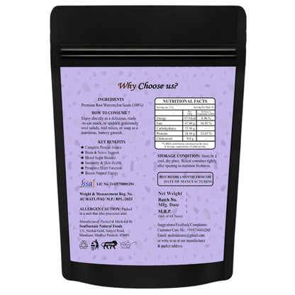 Watermelon Seeds Raw Superfood (80 GM) – Plant Protein Boost, Rich in Fiber & Healthy Fats, Heart & Bone Support, Snack or Recipe Toppers, Smoothies, Salads, Baking, Nutritious Seeds for Daily Use