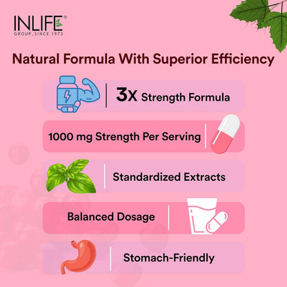 INLIFE Cranberry Capsules for Urinary Tract | D-Mannose Hibiscus Extract | Health Supplement for UTI | Men Women - 60 Vegetarian Capsules (Pack of 1, 60)