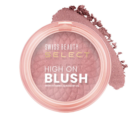 Swiss Beauty Select High on Blush with Natural Matte Finish | Long- Lasting & Non Transferrable stay | Enriched with Vitamin E & Rose oil | Shades- Soft Pink, 8gm |