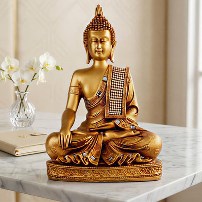 Buddha Idol Statue | Home Decoration Items for Living Room (GOLDEN4)