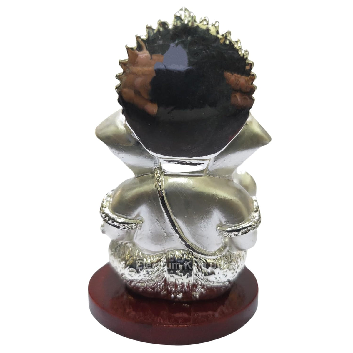 Handcrafted Poly Resin Ganesha Statue with Base - Perfect for Car Dashboard, Office Desk, Shelves, and Home Decor - Ideal Housewarming Gift! (MUKUTSILVEREMERYMDF)