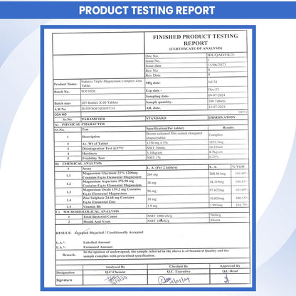 Product testing report with a blue border