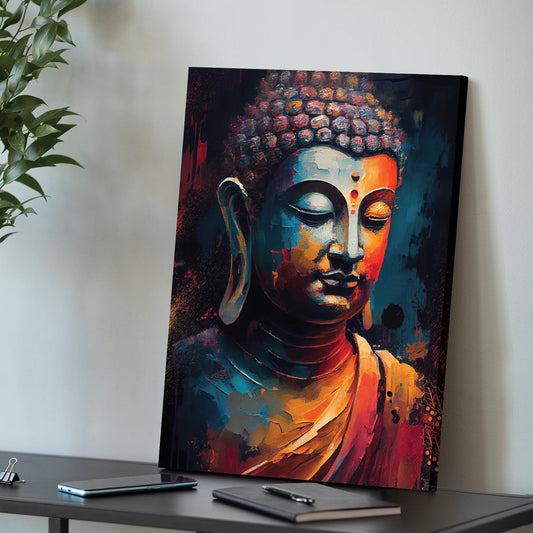 Abstract Buddha Painting for Living Room, Buddha wall Art Painting for living room, Bedroom, office and Home, Canvas, 16x22 Inch