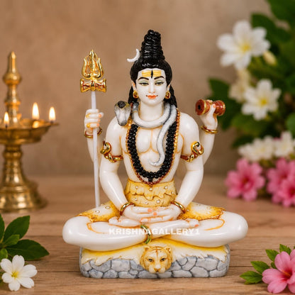 Marble Dust Shiv Shanker Mahadev Bholenath Murti Statue Idol for Home Temple Pooja Room Gifted Piece Office Decor Size 6 Inch