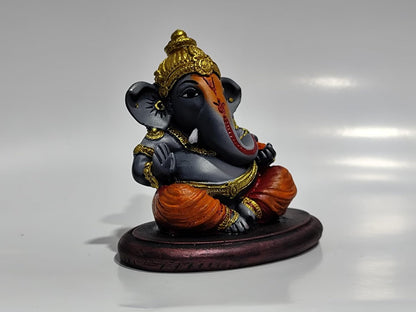 Lord Ganesha Idol Murti | 4 Inch Matt Finish Grey Resin | Decorative Ganpati Statue for Home, Office, Car Dashboard & Gifting