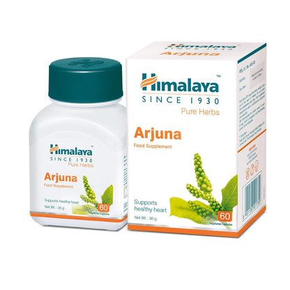 Himalaya Arjuna supplement bottle and packaging on a white background