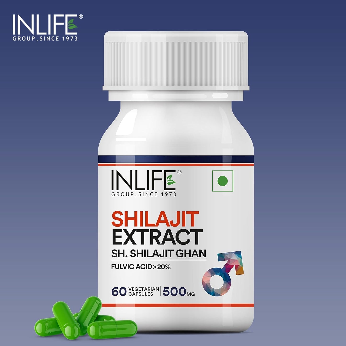 INLIFE Pure Shilajit Extract Supplement for Men | Strength and Stamina, 500mg - 60 Vegetarian Capsules