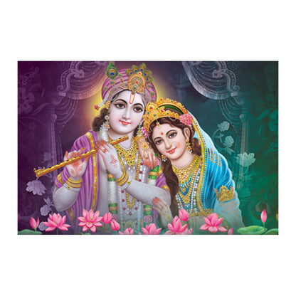 Radha Krishna Paintings for Living room, Radha Krishna Poster Big Size with Sparkle Coated Lamination - 171 (Self Adhesive) 18x24 Inch