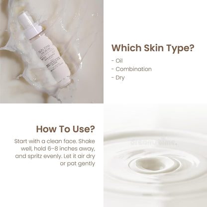 Personal Touch Skindam Crème Milky Skin Toner & Mist 2 In 1 | Squalene, Meadowfoam, Argan Seed Oil, Buildable, Weightless, Makeup Friendly | Oily Dry Sensitive Combination | 72 Hours Hydration | 100 ML