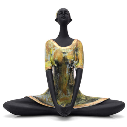 Resin Yoga Lady Showpiece For Home Decor & Office Decor (Set of 3), Multi Colour, figures