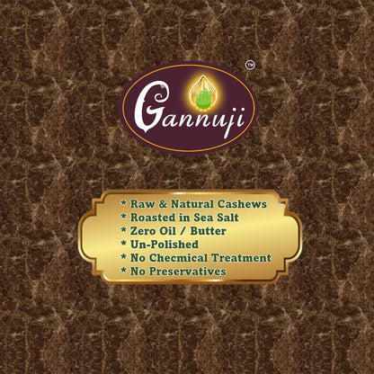 Gannuji 800g Roasted And Salted Premium Cashew Nuts | Crunchy Kaju | Oil Free Roasted Cashew (800g)