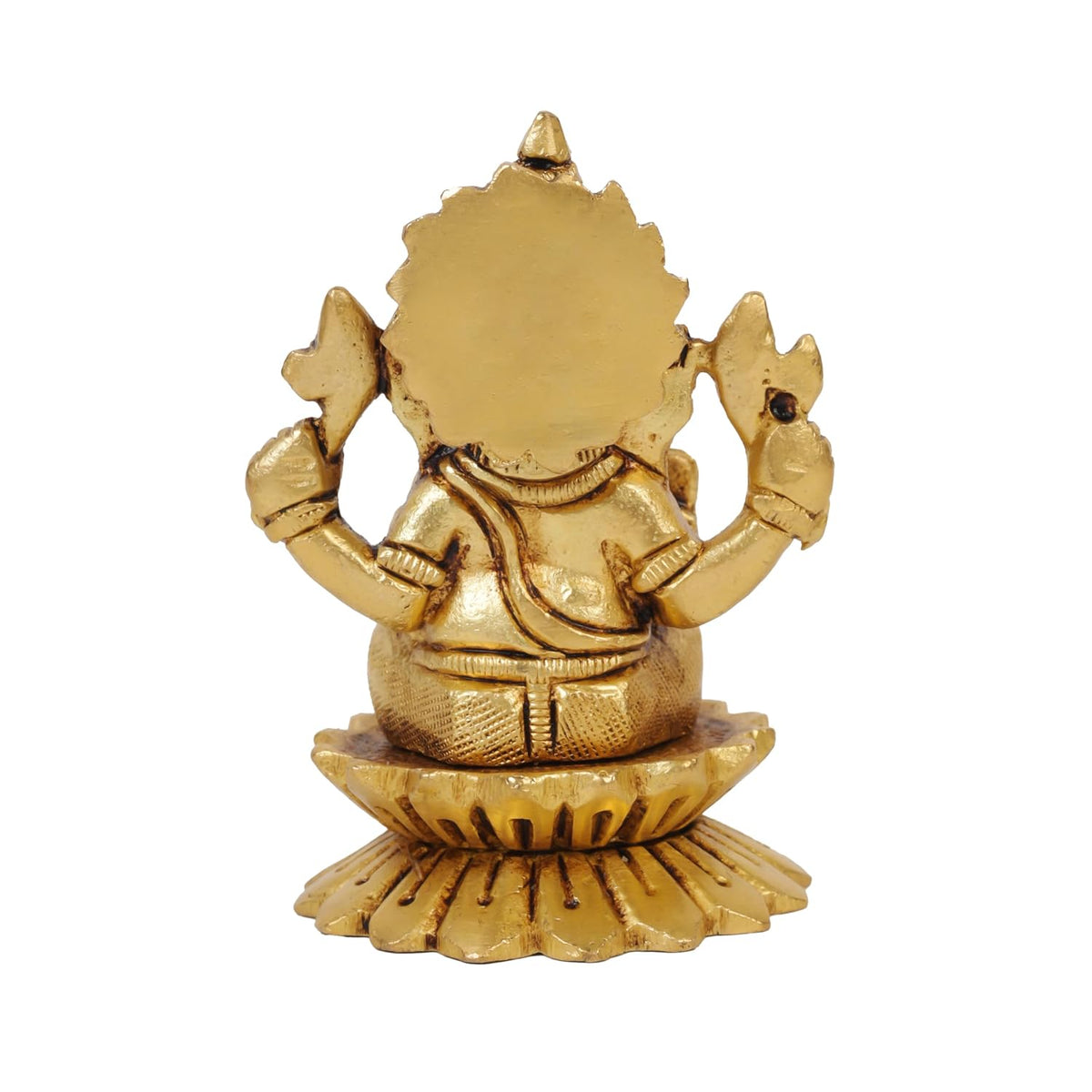 3 Inch Pure Brass Kamal Ganesh Idol | Lotus Seated Vighnaharta Murti for Home Temple, Pooja Room, Office Desk & Spiritual Decor | Ideal for Pooja, Diwali & Festive Gifting