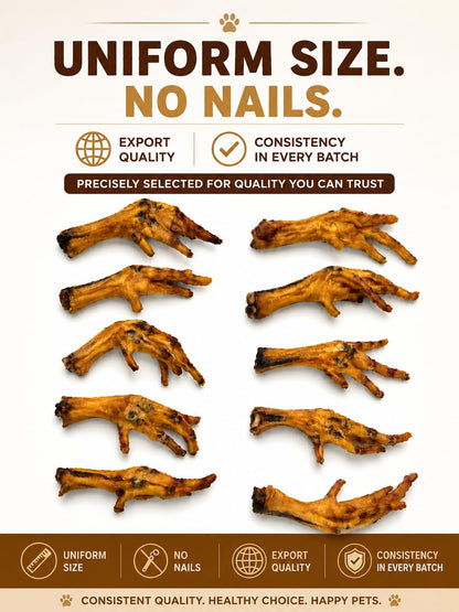 WAG IN JOY 100% Natural Dehydrated Chicken Feet Treats for Dogs | High in Glucosamine & Chondroitin | Gluten-Free |12-13 pcs | 120 gram|