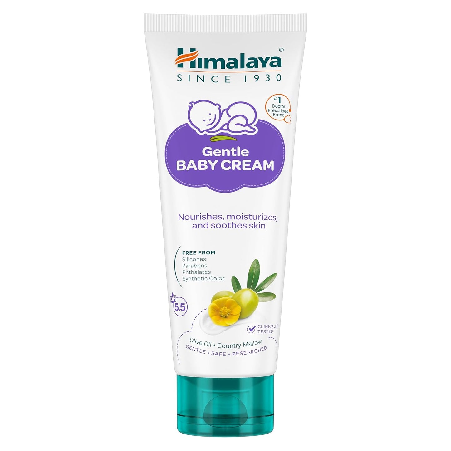 Himalaya Gentle Baby Cream tube on a white background