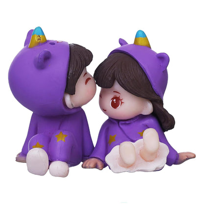 eCraftIndia Valentine Gift for Girlfriend Boyfriend Purple Miniature Romantic Couple Statue Boy Kissing Girl Forehead Showpiece Valentine Gift for Husband Wife Valentines Day Decoration Items