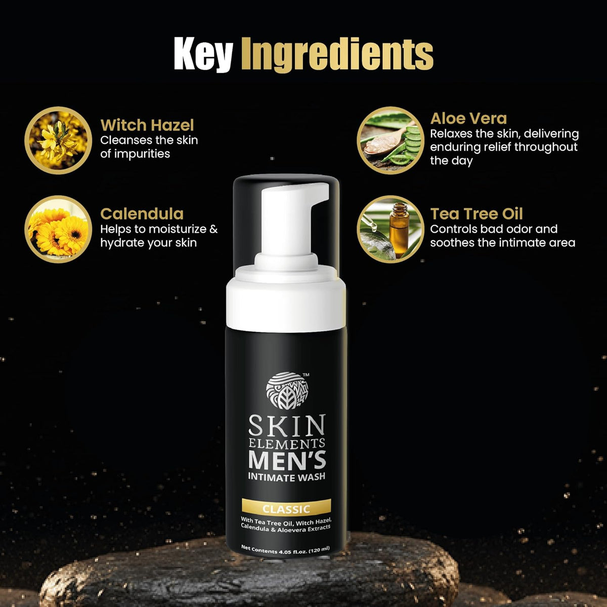 Skin Elements Men’s Intimate Wash | Tea Tree Oil & Aloe Vera | 120 ml