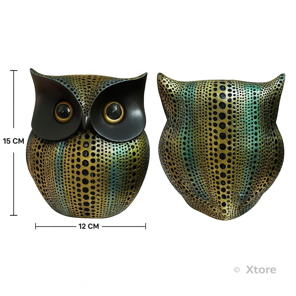 Xtore® Modern Classy Lucky Owl Resin Art Figure Showpiece -(Pack of 1,Multicolor)