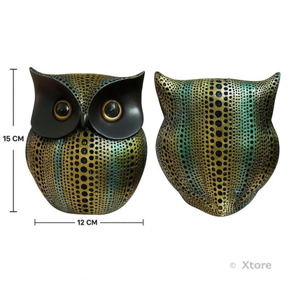 Xtore® Modern Classy Lucky Owl Resin Art Figure Showpiece -(Pack of 1,Multicolor)