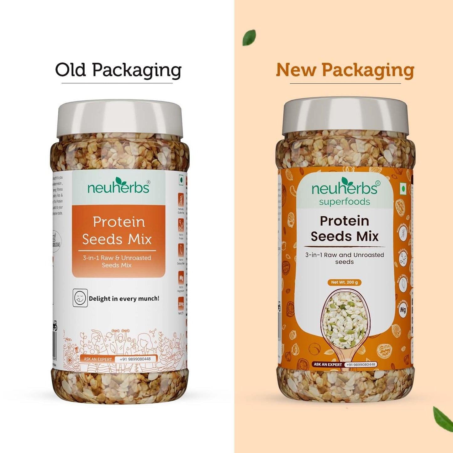 Neuherbs 3-in-1 Raw & Unroasted Protein Seeds Mix 200gm | Diet Snacks | Super Seeds Mix For Eating | Healthy Food For Weight Management