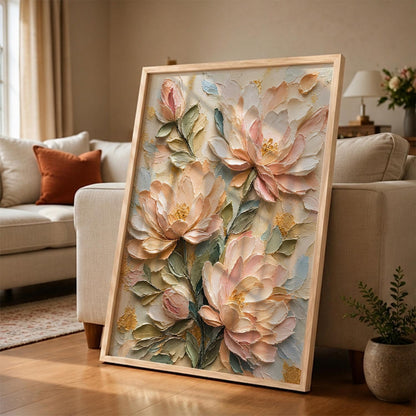 Decorative Floral Wall Art Painting With Frame | Abstract Painting For Living Room Bed Room Hotel Wall Decor Digital Reprint (14X20 inch)