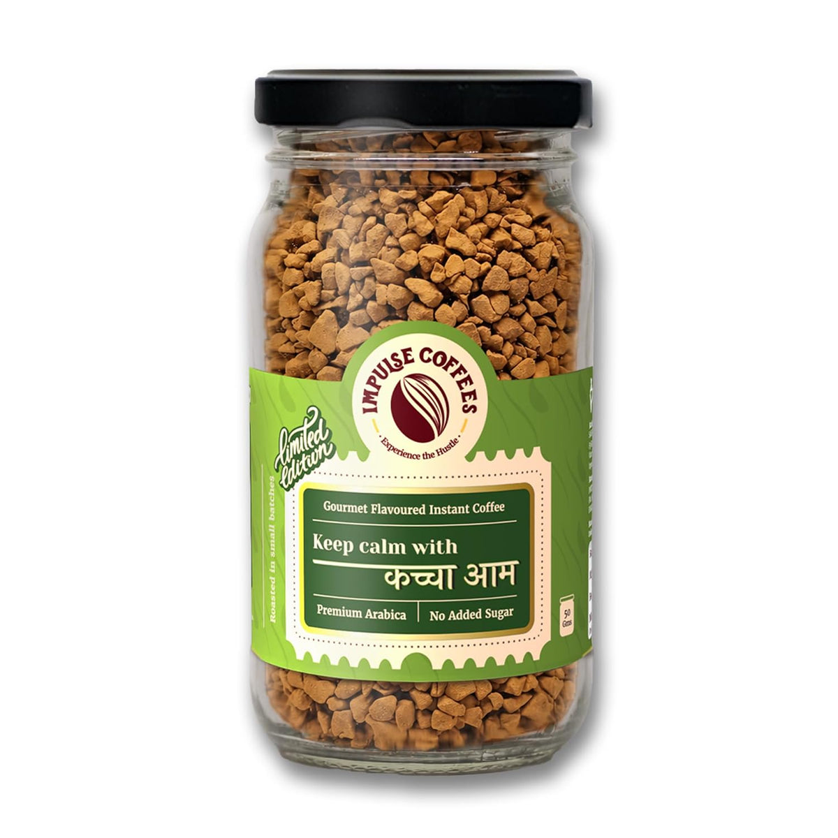Impulse Coffees Keep Calm With Kaccha Aam Instant Coffee Powder | Raw Mango Flavour, Arabica, Citrusy & Tangy Taste, Hot & Cold Coffee | 50g