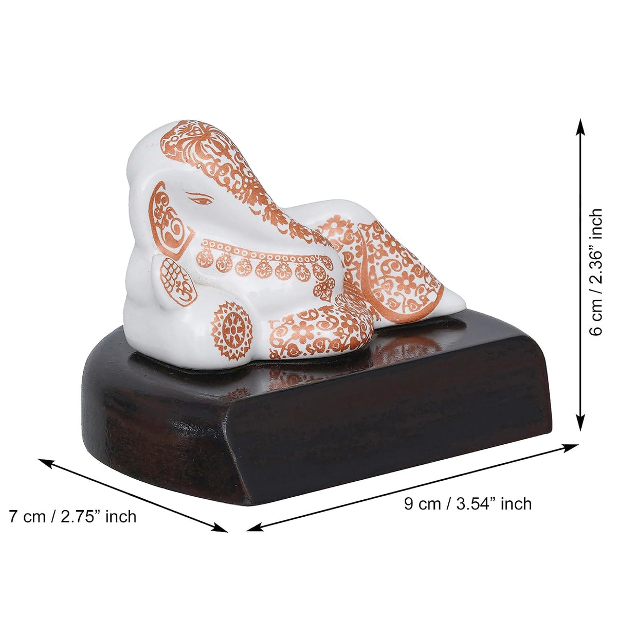 Handcrafted Polyresin White & Orange Lord Ganesha Statue for Home, Temple, Pooja Room, Office, and Car Dashboard - Divine God Idol for Diwali, Ganesh Chaturthi, Birthday Gift Giving